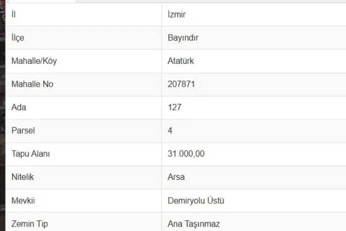 İzmir Bayındır Canlı&#39; da Satılık Sanayi İmarlı Arsa CB PH