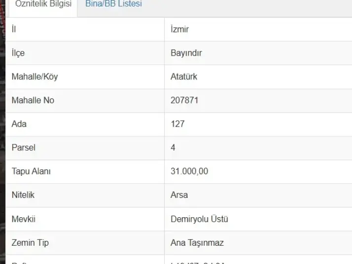 İzmir Bayındır Canlı&#39; da Satılık Sanayi İmarlı Arsa CB PH